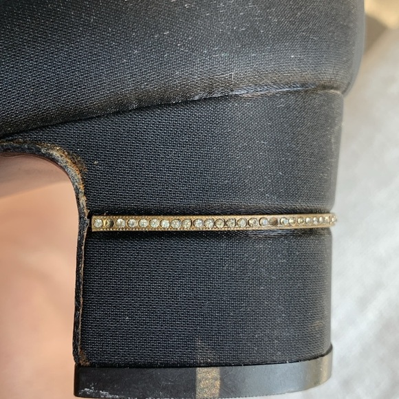 Salvatore Ferragamo Black Satin block heels with crystal inset size 10 - Picture 11 of 11